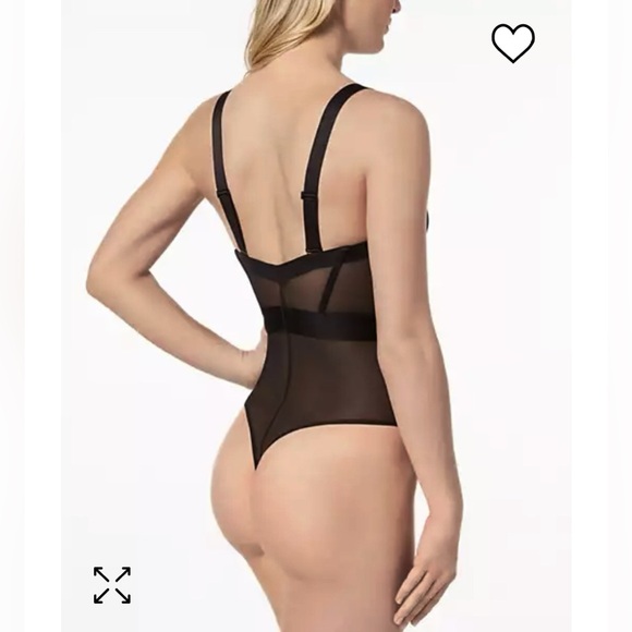 New! DKNY Sheers Strapless Mesh-Panel Thong Bodysuit size 36C - Picture 2 of 7